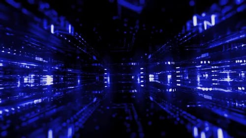 Futuristic Blue Digital Data Stream Tunnel Loop Background