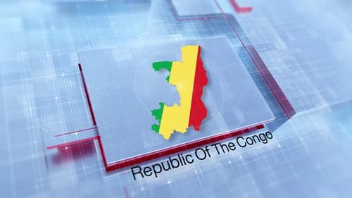 Animated Republic of the Congo Map with Modern Broadcast Background