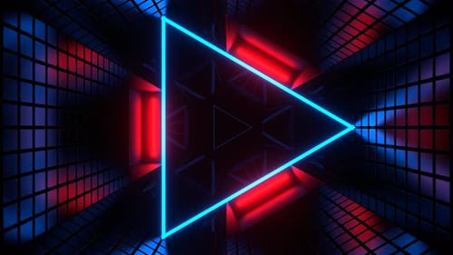 Mirrored Tunnel With Blue And Red Neon Strobe Background Vj Loop In 4K