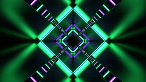 Purple And Turquoise Pulsing Neon Lamp Tunnel Background Vj Loop In 4K