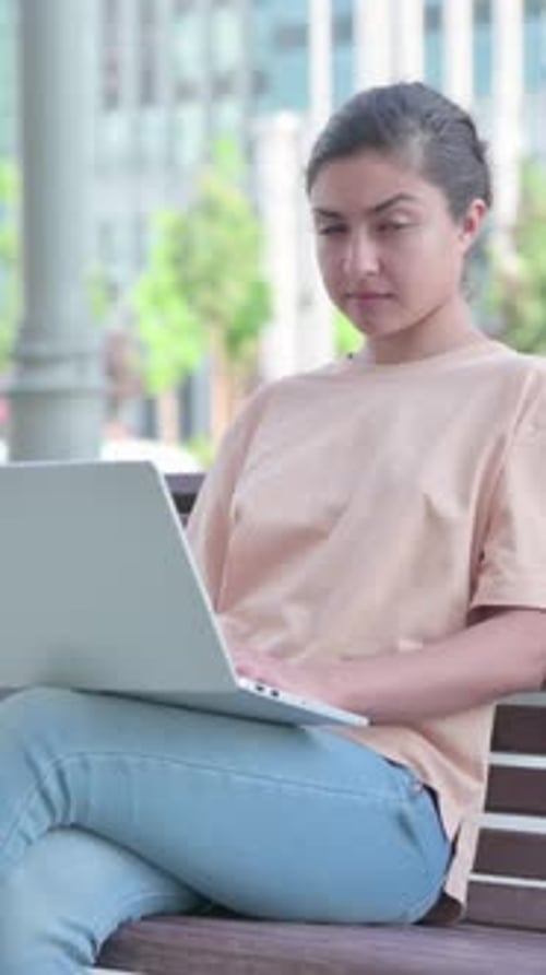 Rejecting Indian Woman in Denial While using Laptop in Office, Vertical Video