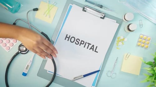 HOSPITAL WRITTEN ON MEDICAL PAPER