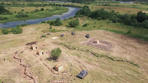 Aerial View of Reconstruction of Battlefield From Second World War
