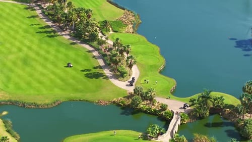 A Beautiful Aerial View of Stunning Golf Courses in Floridas Landscape