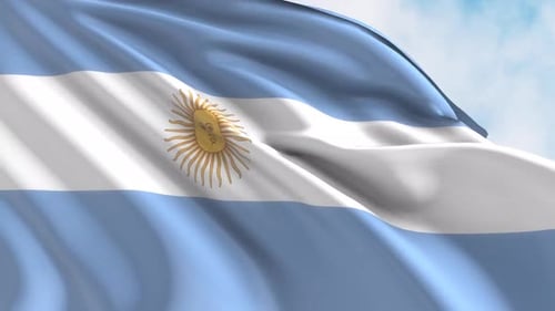 Realistic Waving Argentina Flag Animation with Sun of May
