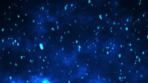 Abstract Blue Glowing Particles Rising Up Motion Background