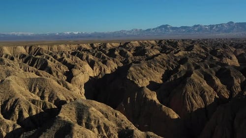 Wide cinematic rotating drone shot of the Charyn Canyon, Kazakhstan