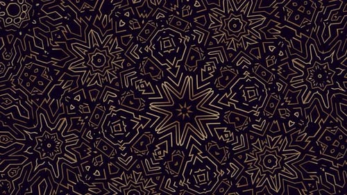 Elegant Golden Abstract Line Art Kaleidoscope Pattern Loop