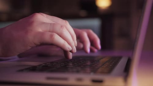 Businesswoman Professional User Worker Using Typing on Laptop Keyboard Sit at Home Office