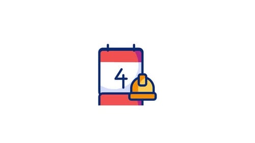 Flat Design Calendar Countdown with Construction Helmet Icon