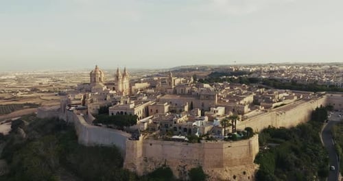 Aerial View of the Cityscape of Mdina Malta