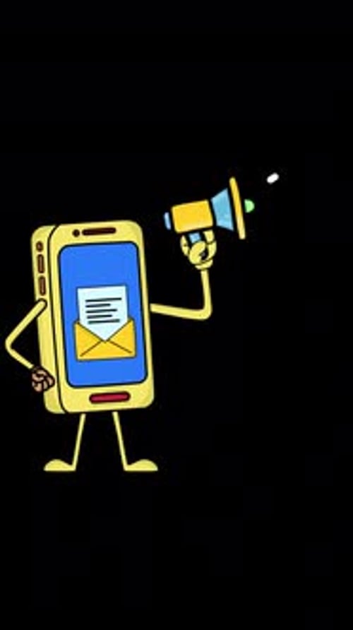 Mobile Marketing Call To Action With Megaphone On Alpha Channel Vertical