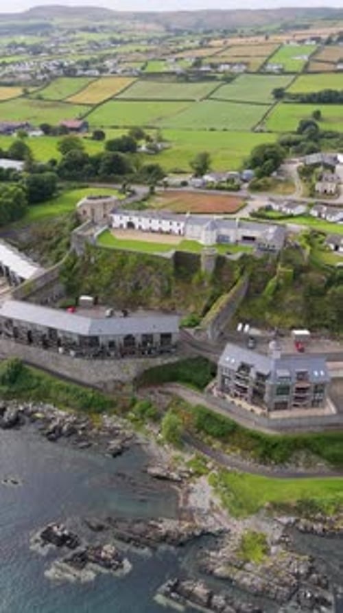 Aerial View of the Remains of Northburgh Castle Also Called Greencastle in County Donegal Ireland