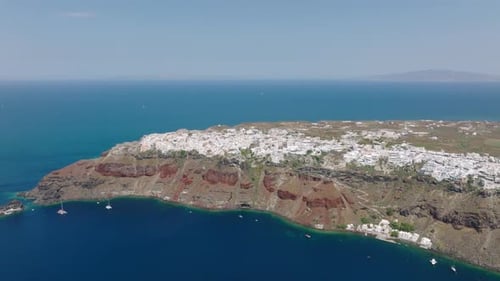 Aerial view of Oia village in the Aegean Sea, Greece