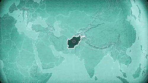 Afghanistan Map Hud Style Hologram Video