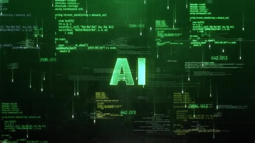 Futuristic AI Reveal with Digital Code Interface Background