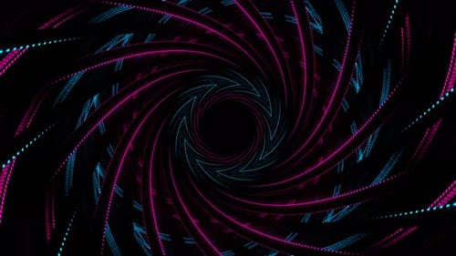 Cyan And Pink Spiral Neon Ribbon Background Vj Loop In 4K