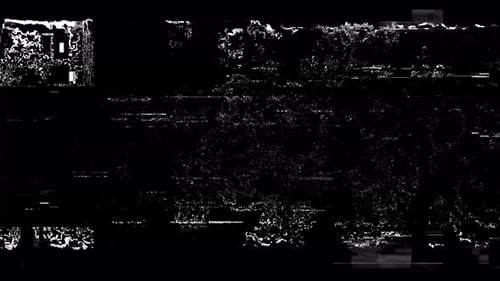 Corruption Collection: Una pantalla negra de Ciencia ficción con un efecto defectuoso y un fondo con patrón de cubos