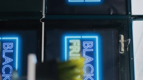 Neon Black Friday Promotion in an Urban Setting