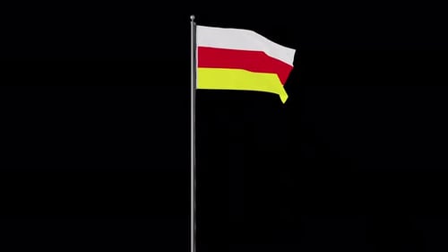 South Ossetia National Flag Waving on Alpha Channel