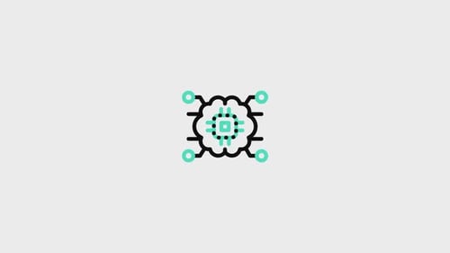 Animated Flat Design AI Brain Chip for Technology Concepts