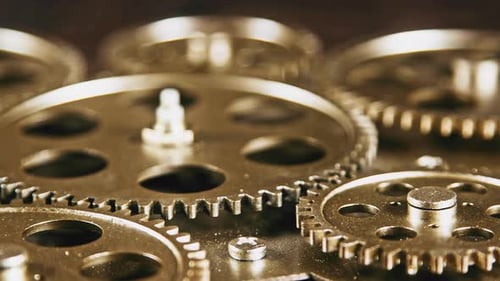 Rotating Golden Gears of Intricate Mechanical Mechanism