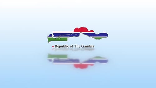 Animated 3D Map of The Gambia with Flag and Text Reveal