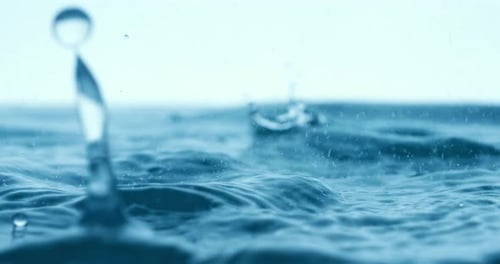 Rain water drops falling in super slow motion.