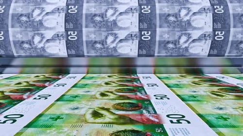 Swiss Franc Banknotes Printing Process Animation