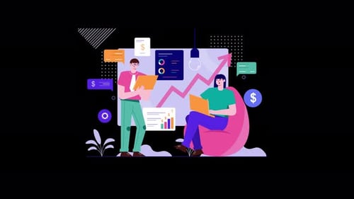 Two professionals analyzing data for business growth