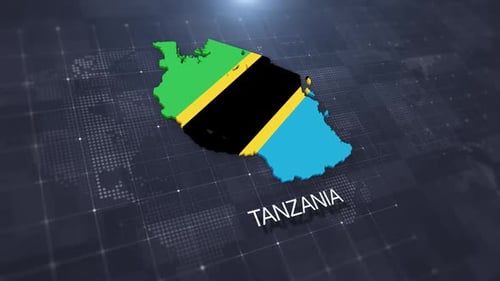 Tanzania Geographic Map And Flag Animation