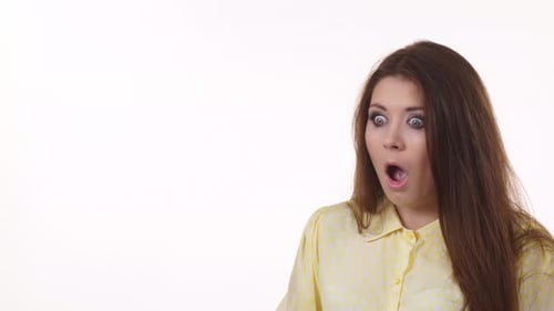 Woman Showing Shocked and Happy Expressions