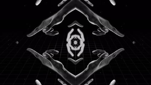 Rock Symbol Hands Cosmic Background