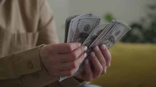 Counting US Dollar Bills Close Up