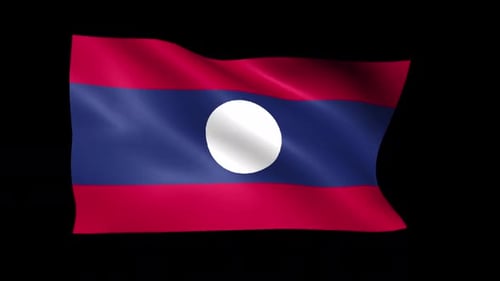 Laos Flag Waving with Alpha Channel Seamless Loop
