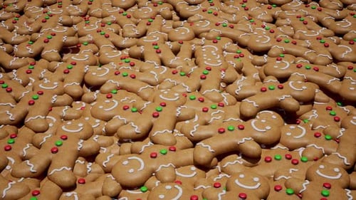 Animated Christmas Gingerbread Men Cookies Seamless Loop Background