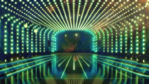 Neon Green Galaxy Tunnel Stage 4k Video