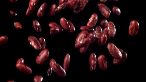 Red Beans Fall Down Filmed on a Highspeed Camera at 1000 Fps