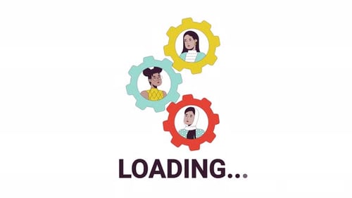 Teamwork gears line 2D loading animation