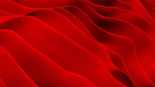 Abstrakter roter, gewellter, glänzender 3D-Hintergrund aus Seide mit beweglichen Streifen