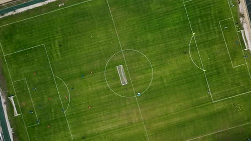 Football Training Base on the Shores of the Mediterranean Sea Aerial View 4 K