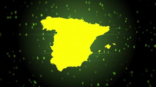 Spain Map Reveal: Digital Technology Glitch Animation