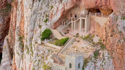 Aerial View of the Historic Mining Port of Porto Flavia Sardinia in Italy