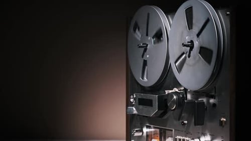 Vintage Reel to Reel Tape Recorder Spinning