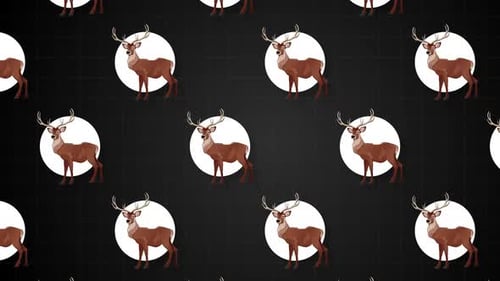 Animated Flat Design Deer Seamless Pattern Loop Background