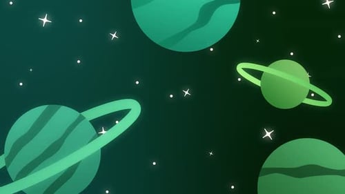 Animated Cartoon Space Background with Planets and Stars