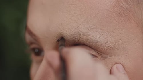 Cosmetic Brush Applying Brow Gel for Perfect Eyebrow