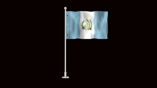 Animated Waving Guatemala Flag on Flagpole