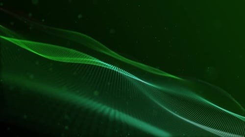 Elegant Green Fractal Light Wave Technology Background