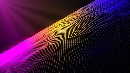 Abstract Digital Wave Animation with Glowing Neon Dots